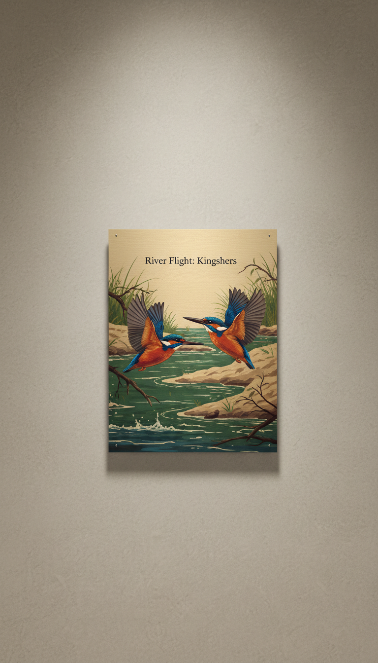 River Flight Kingfishers Metallic Print