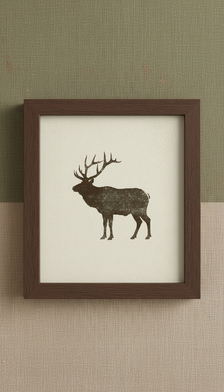 Framed elk silhouette fine art print